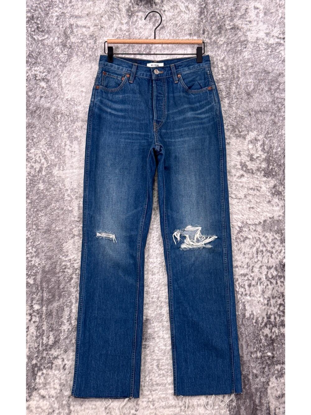 RE/DONE Jeans 26 Womens 90s High Rise Loose Distressed Medium Wash